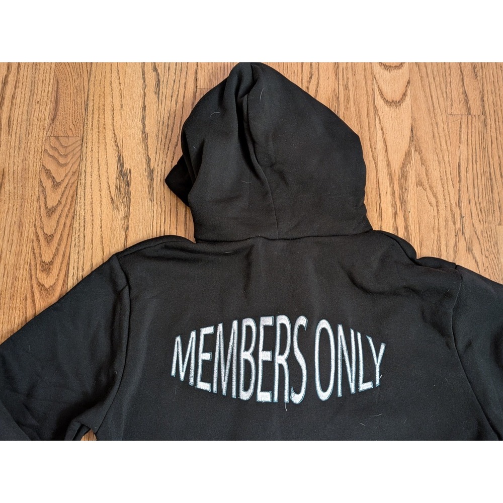 Members Only Hoodie Pullover Graphic Teddy Bear Hands Black Men's Large, NWT - Picture 10 of 15
